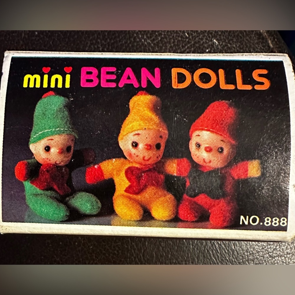 Vintage Mini Bean Doll No. 888 Green and Pink Original Box